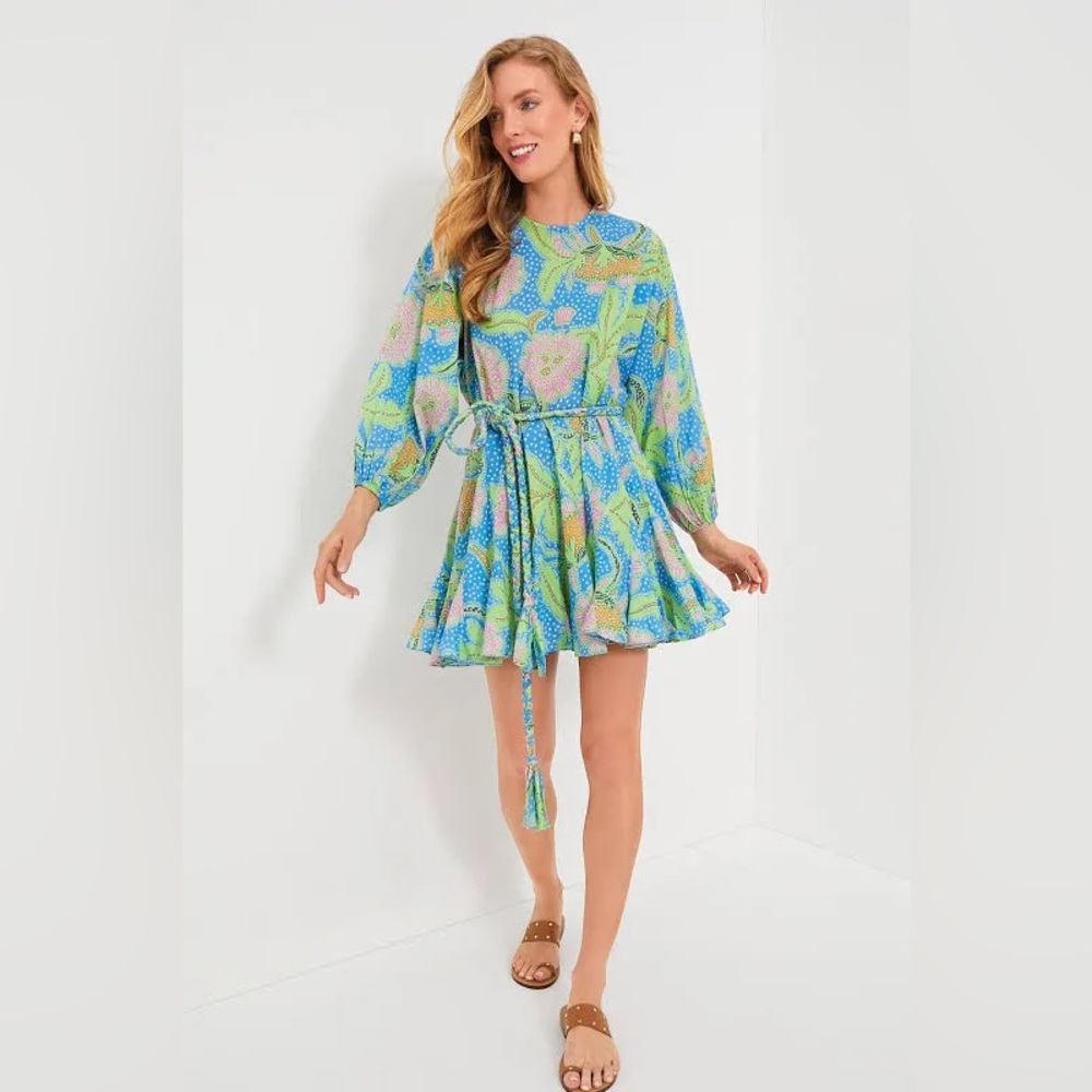 RHODE Ella Dress In Blue Psychedelic Flower NWTs